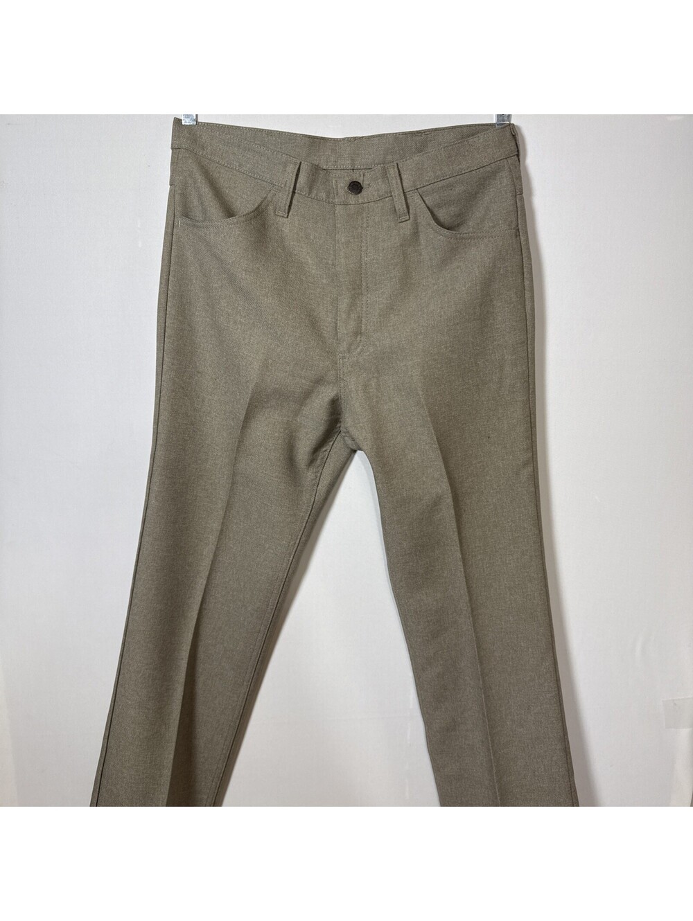 Wrangler Wrancher Dress Jeans Mens 34x32 Heather Tan Polyester Bootcut Pants